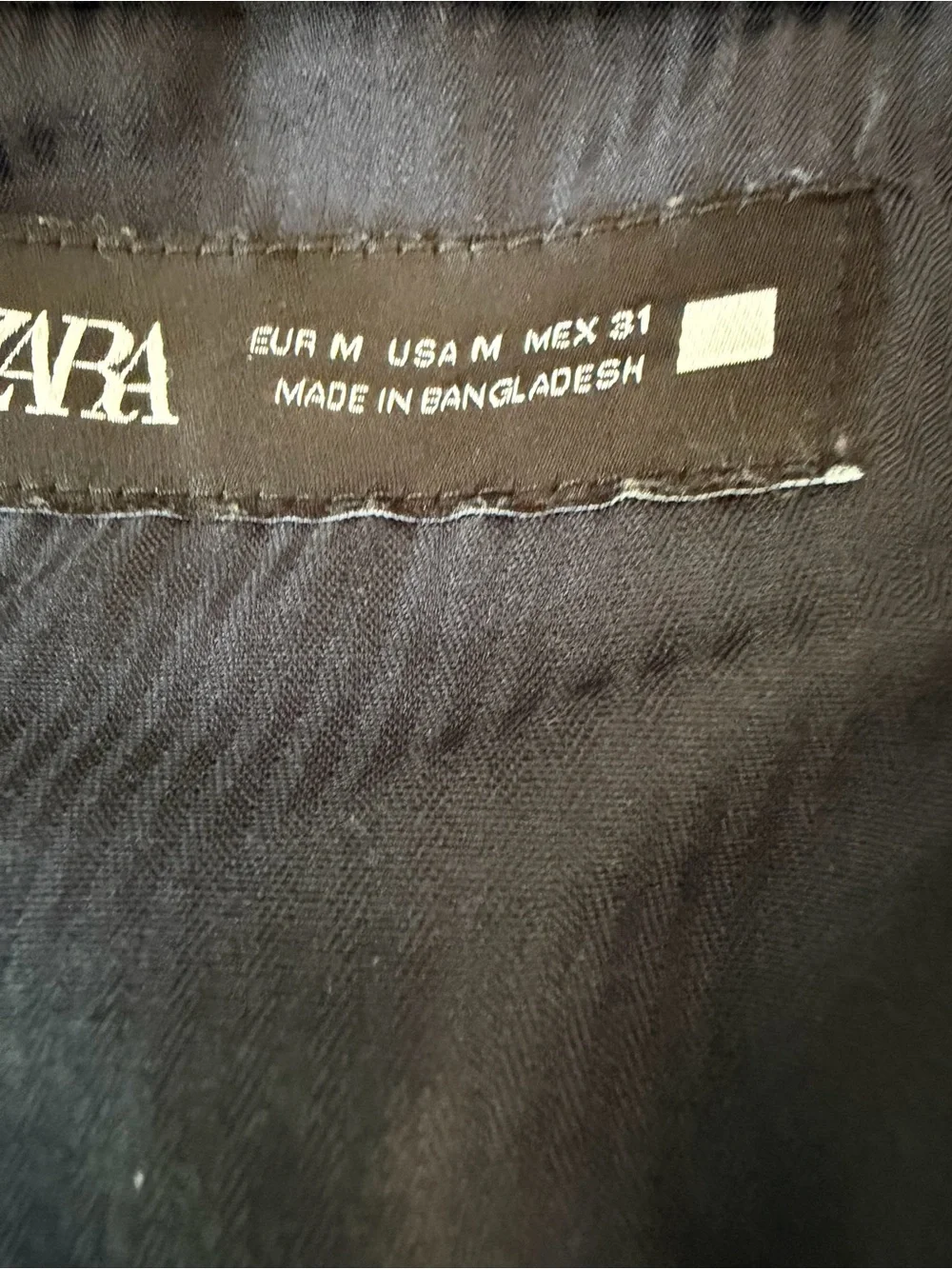 Zara Navy Linen-Blend Chinos